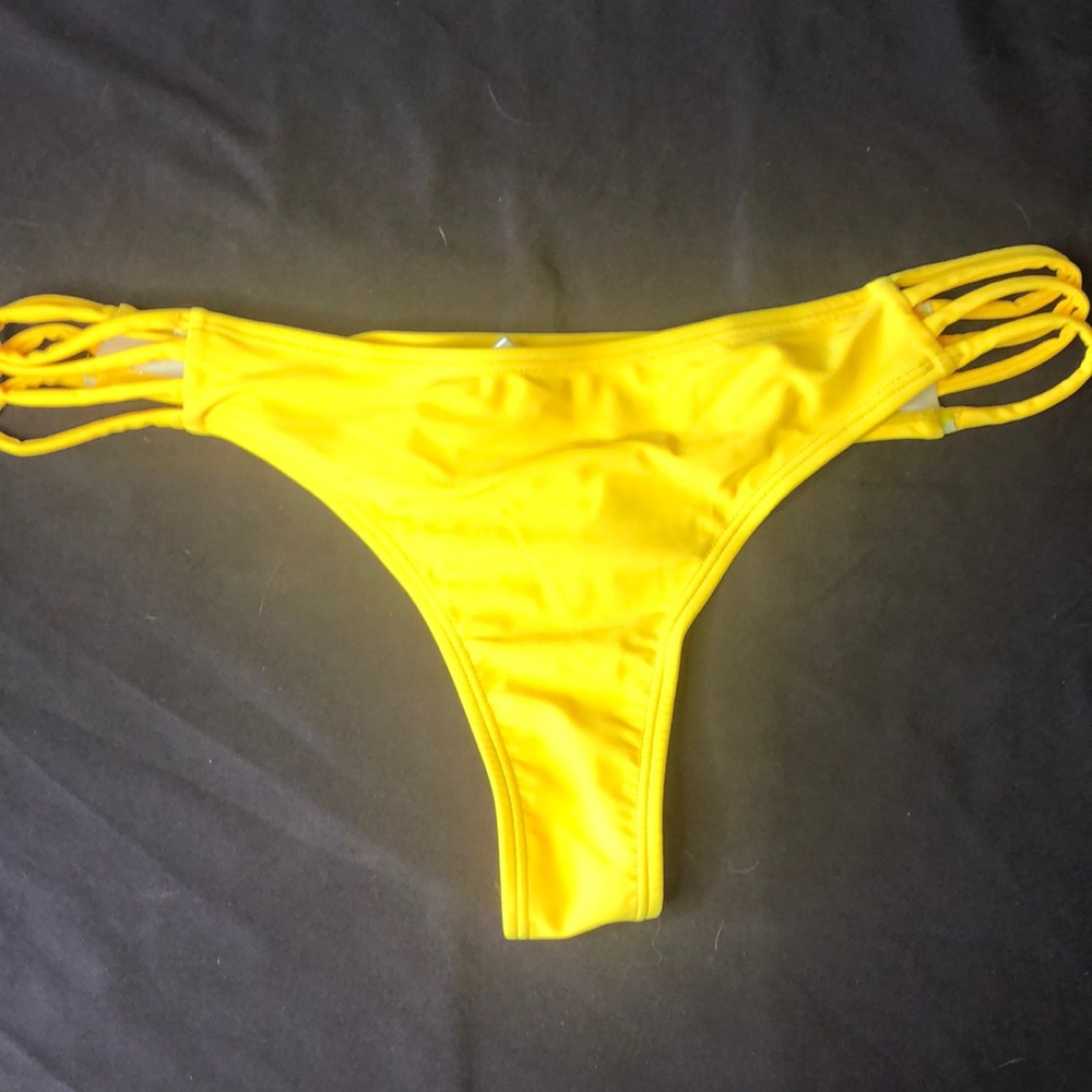 Yellow thong bikini bottoms